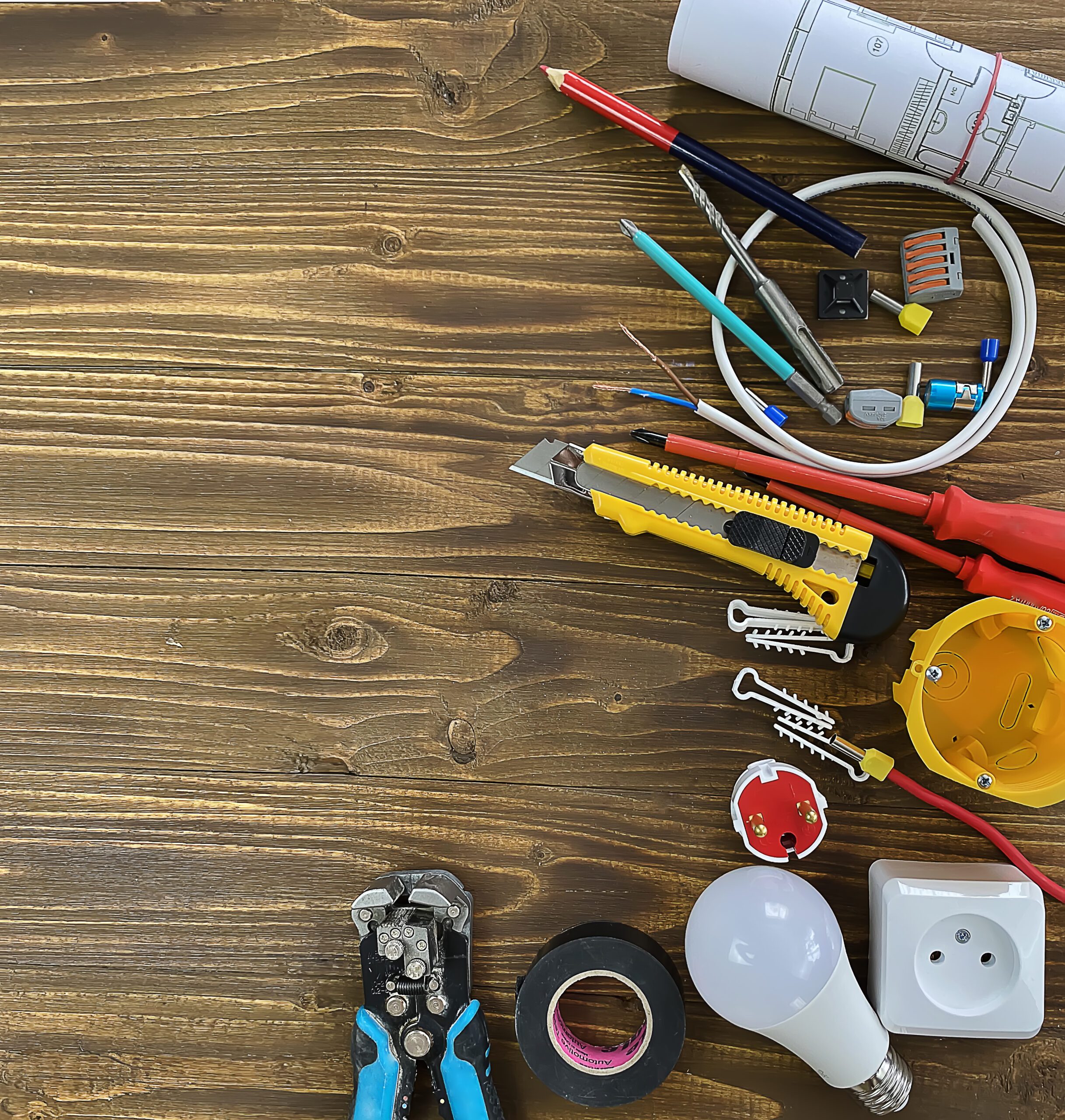 Electrician or plumber at work